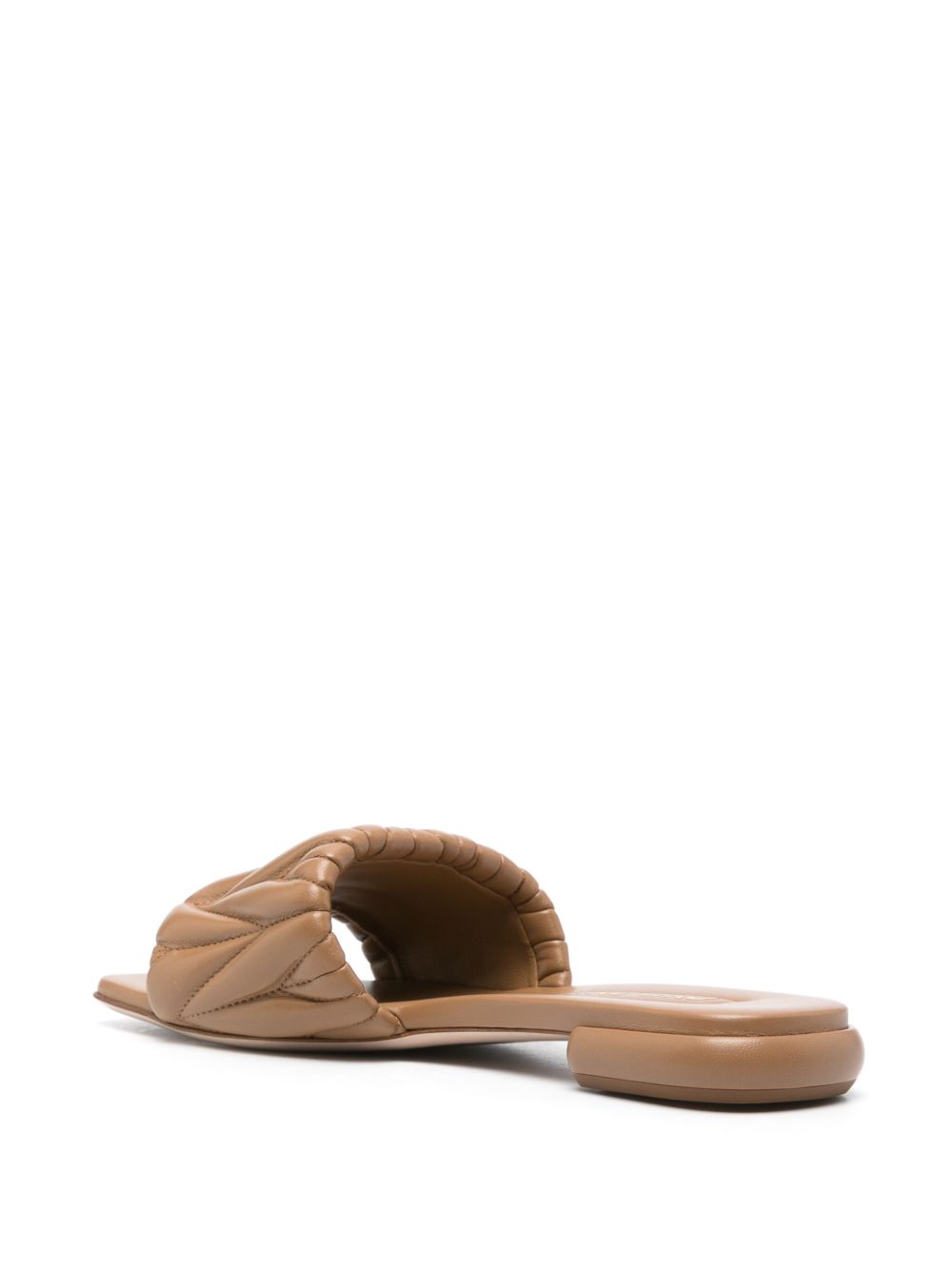 Ciabatte matelassé con logo 10 mm beige