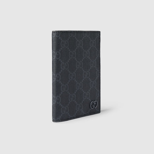 Porta passaporto GG con interno grigio tessuto GG supreme nero