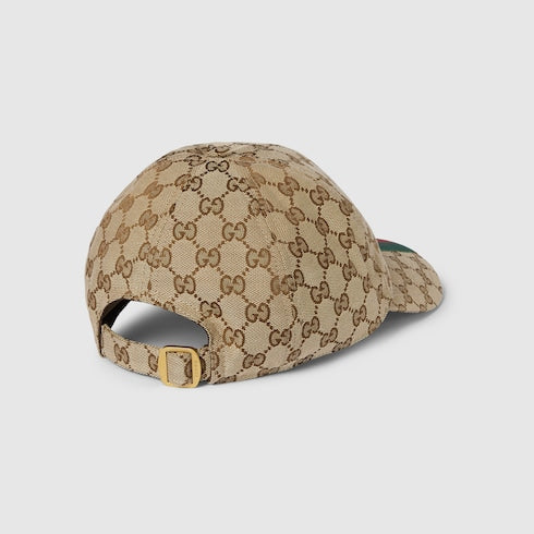 Cappellino da baseball in tessuto GG beige ed ebano