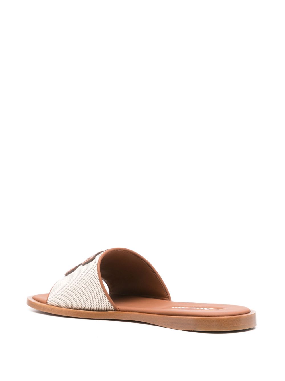 Sandali con logo applicato color cammello marrone