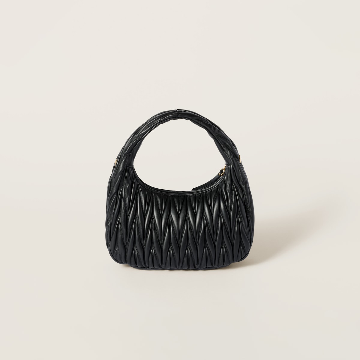 Borsa regulare hobo Wander in nappa matelassé nera