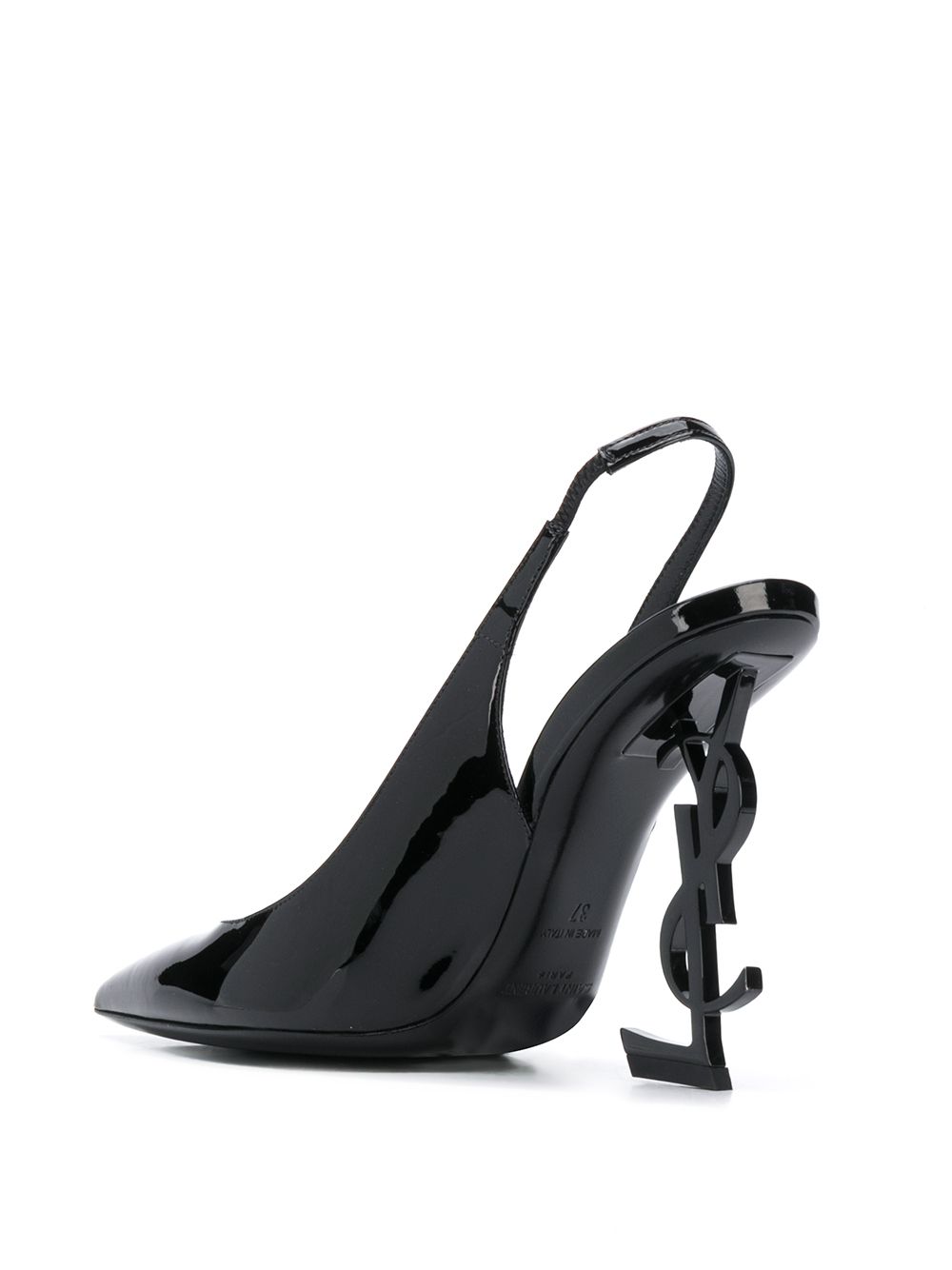 Décolleté con cinturino posteriore Opyum in pelle nera, 110 mm