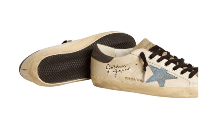 Super-Star stella in denim e talloncino in pelle grigia