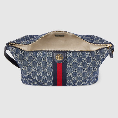 Borsa a mano GG Vanity misura media blu e bianco