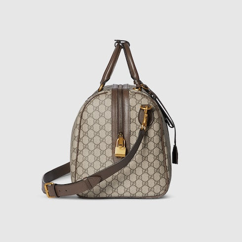 Borsone Savoy misura media tessuto beige e marrone scuro