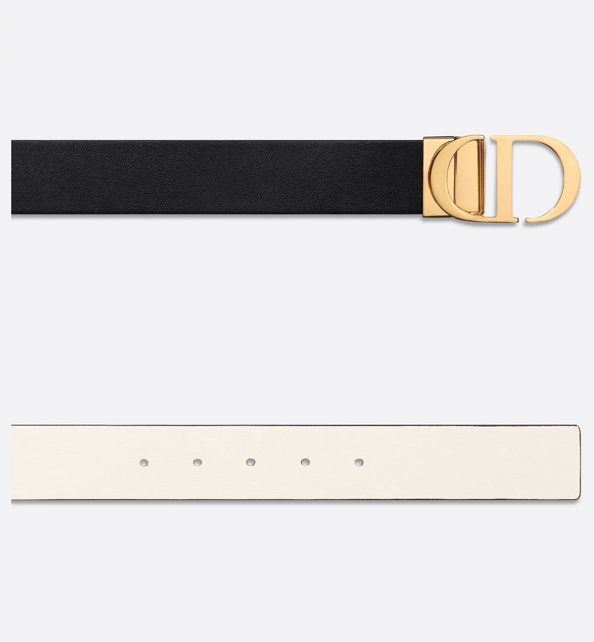 Cintura reversibile 30 Montaigne in pelle di vitello liscia nera e color latte 35 mm donna