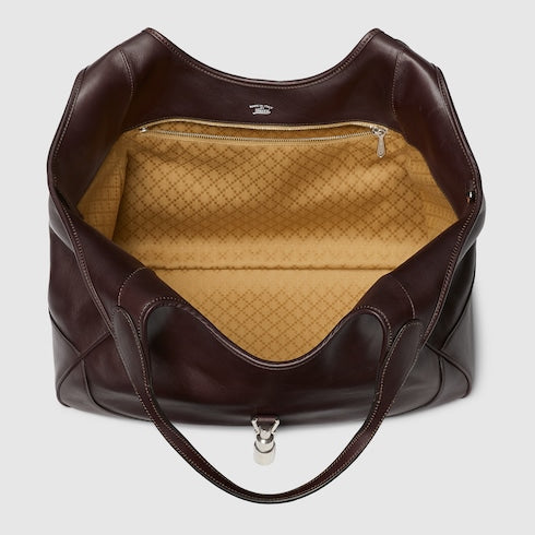 Borsa shopping Mercato misura media in pelle marrone scuro