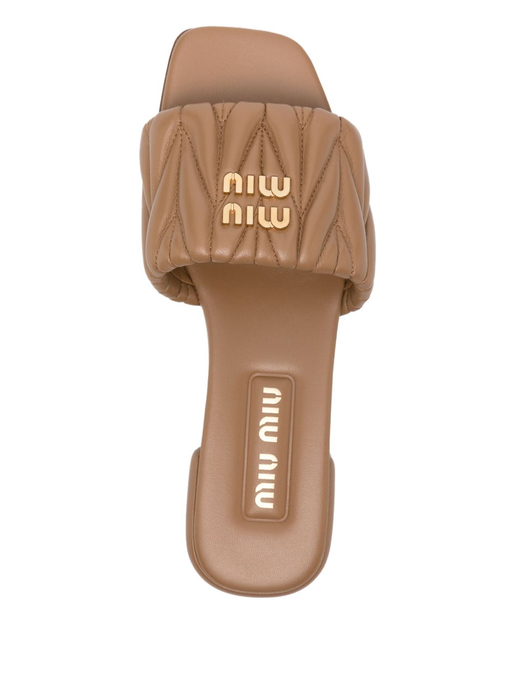 Ciabatte matelassé con logo 10 mm beige