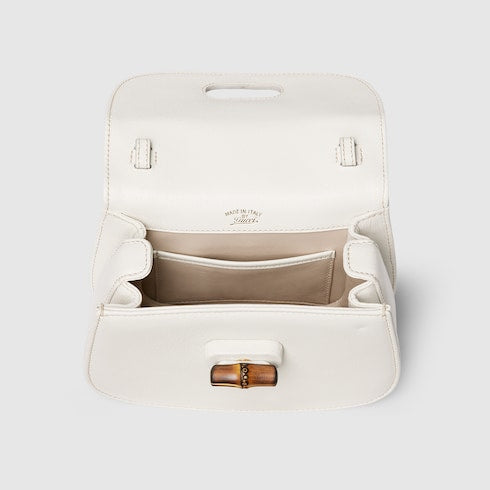 Mini borsa GG Bamboo 1947 in pelle bianca