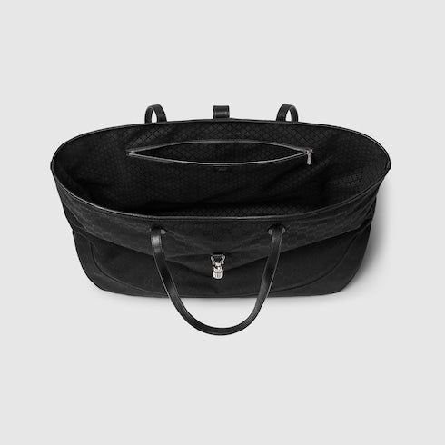 Borsa shopping GG Jackie misura grande in tessuto nera