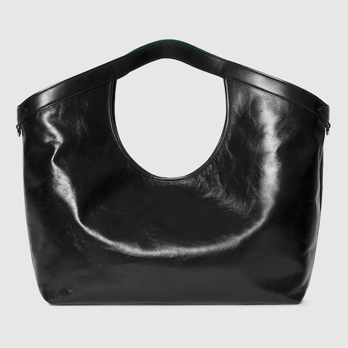 Borsa shopping GG Giglio misura piccola in pelle nero