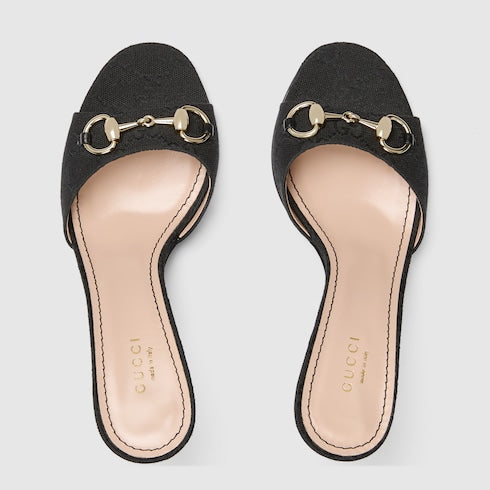 Sandalo slider donna con Morsetto in tessuto nero
