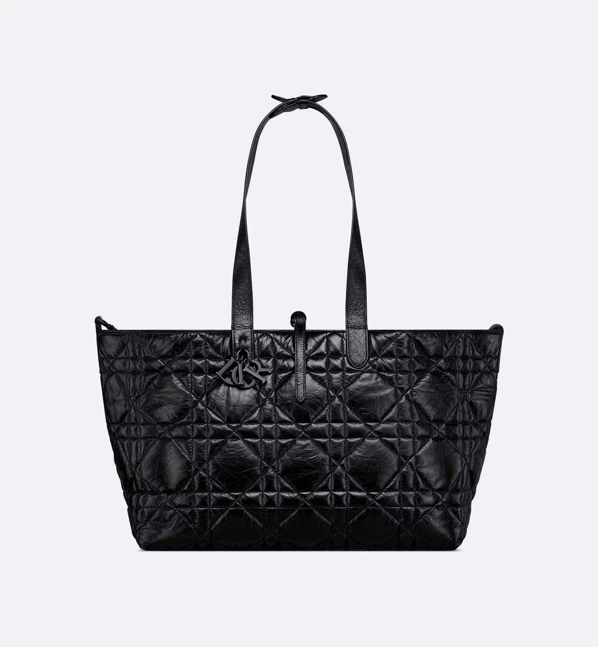 Borsa Media Toujours in Pelle di vitello increspata nera con Motivo Macrocannage