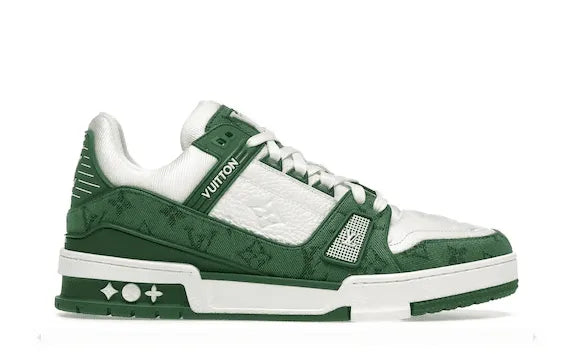 LV Trainer Green Monogram Denim White