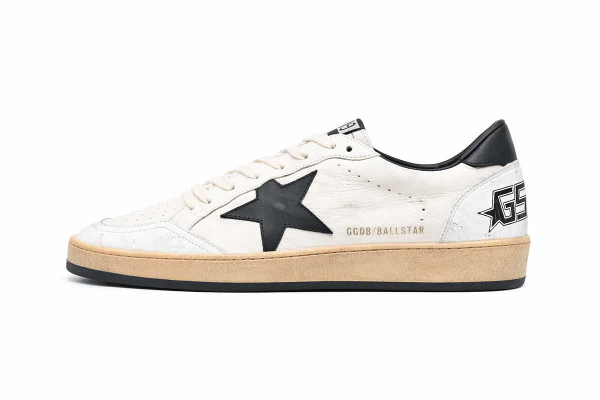 Ball Star Sneaker In White Nappa Leather Black star
