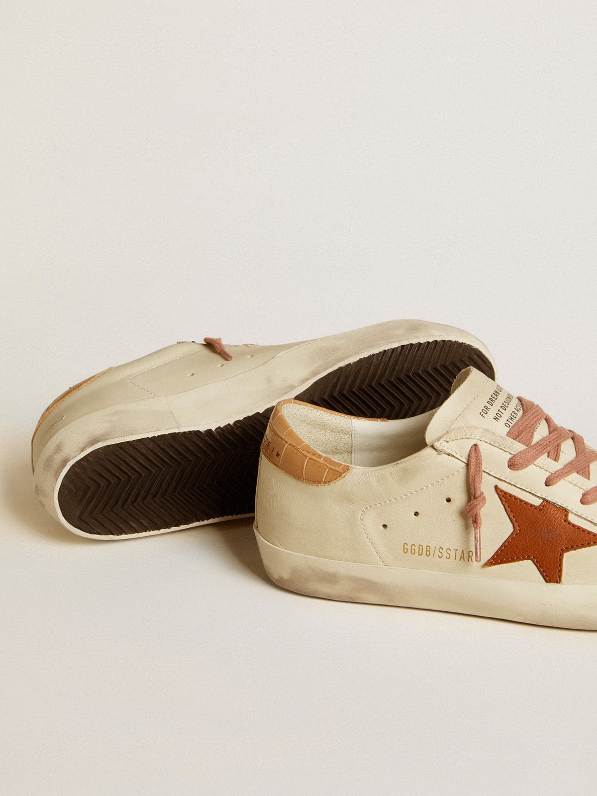 Stella in pelle e talloncino in pelle stampa coccodrillo