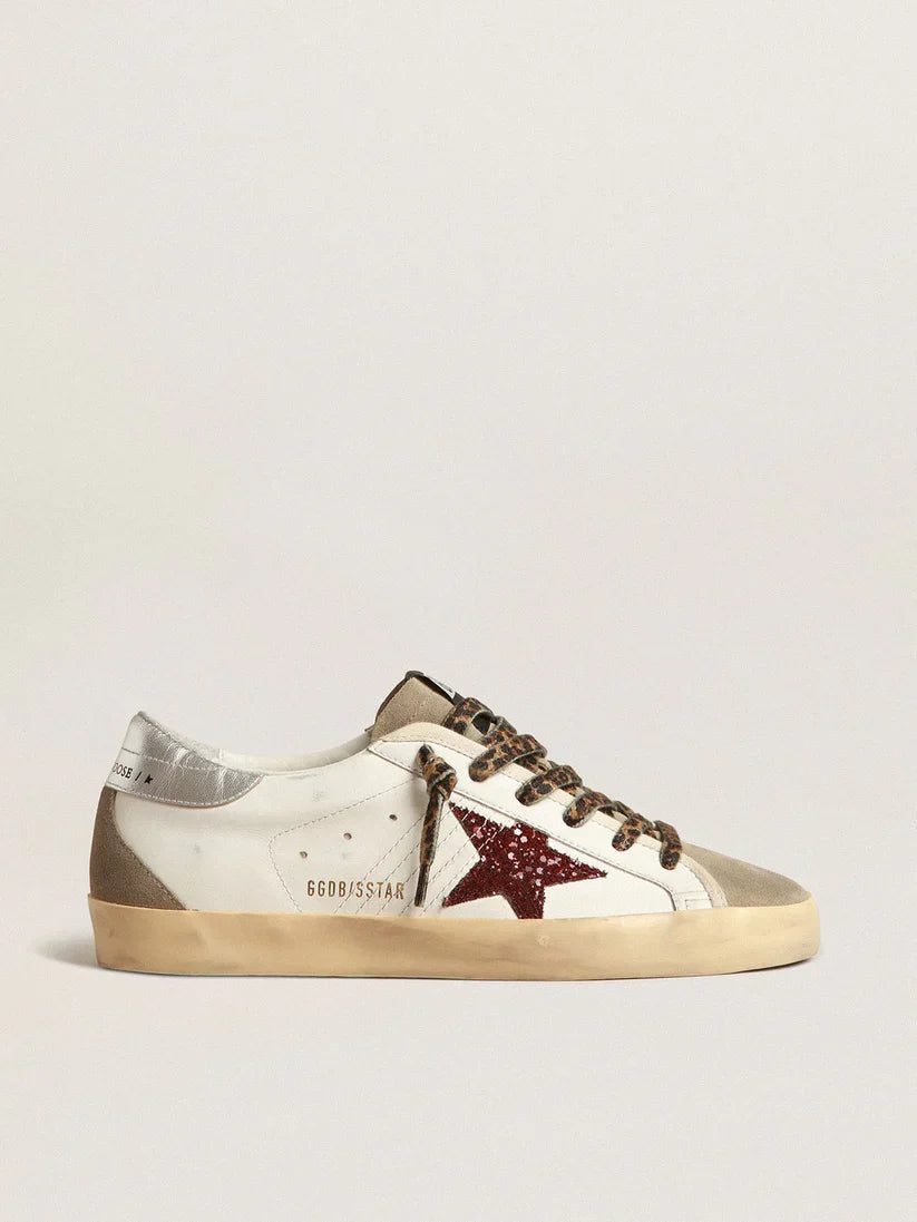 Stella in glitter bordeaux e talloncino argento