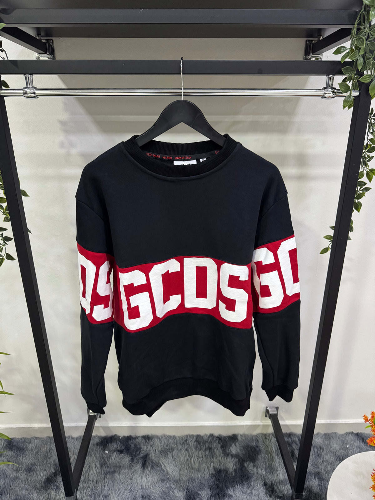 Felpa girocollo con logo a fascia GCDS