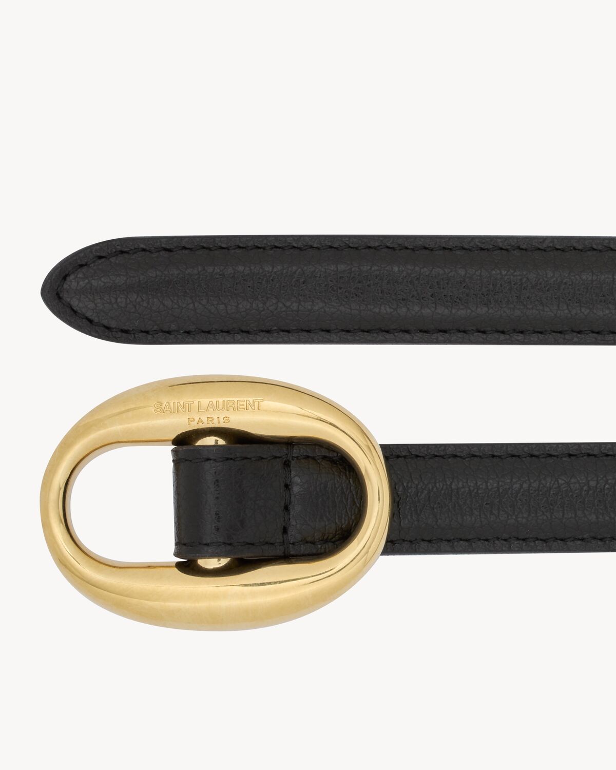 CINTURA SOTTILE CON FIBBIA OVALE IN PELLE LISCIA NERO