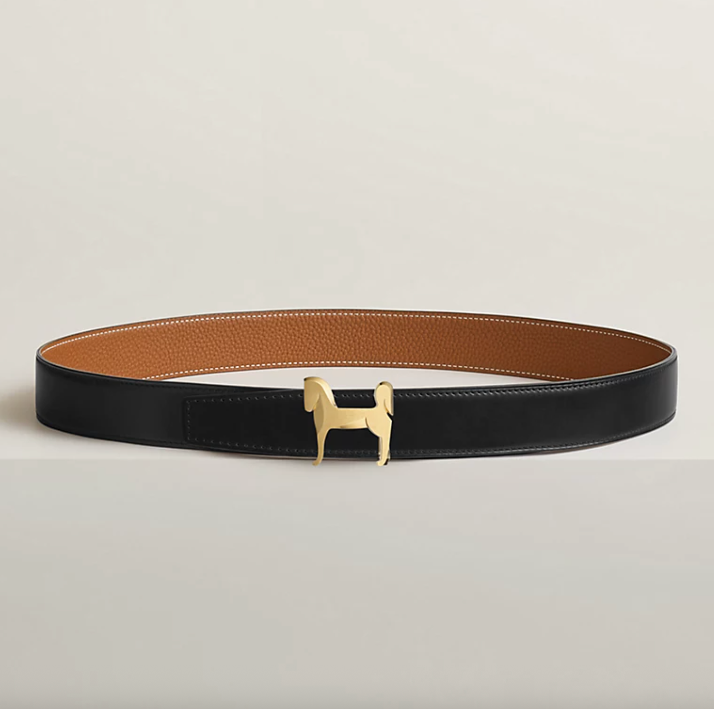 Fibbia da cintura Panache & Pelle reversibile per cintura 32 mm Nero/Oro Uomo