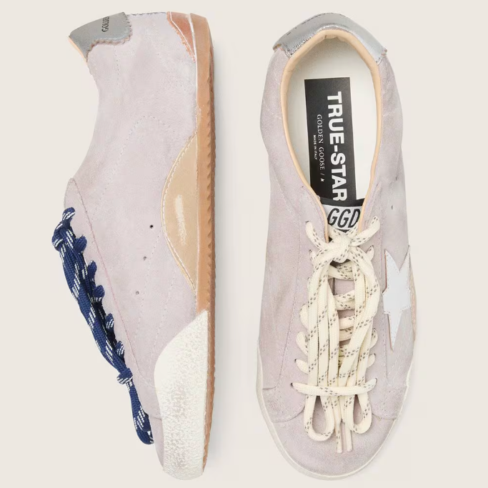 True in suede rosa pastello con stella e talloncino argento