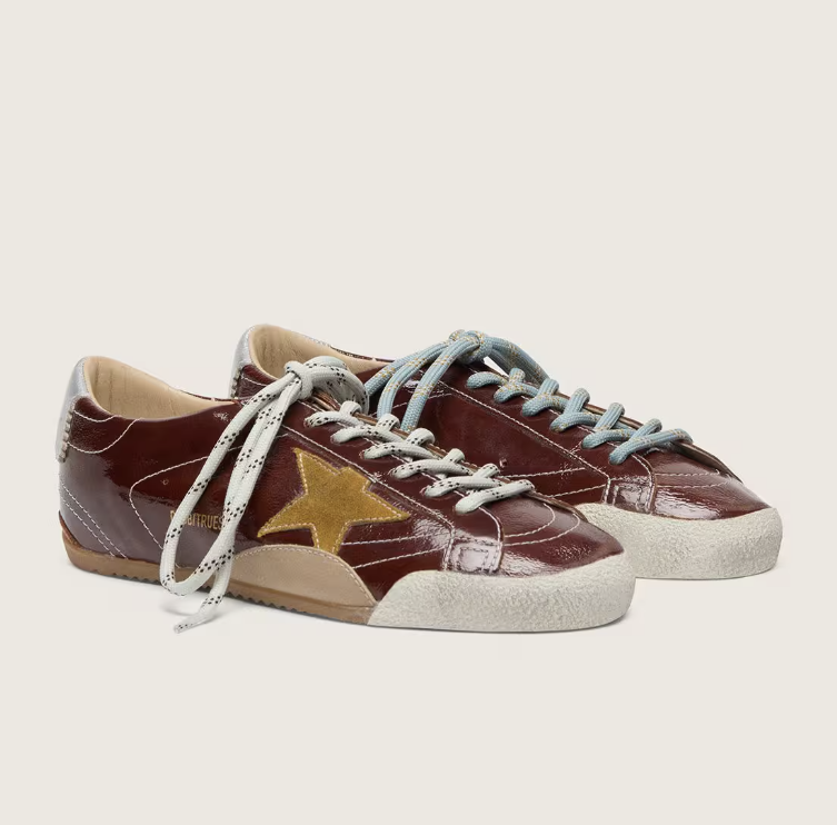 True in naplak bordeaux con stella in suede e talloncino in nappa argento
