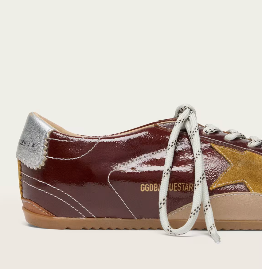 True in naplak bordeaux con stella in suede e talloncino in nappa argento
