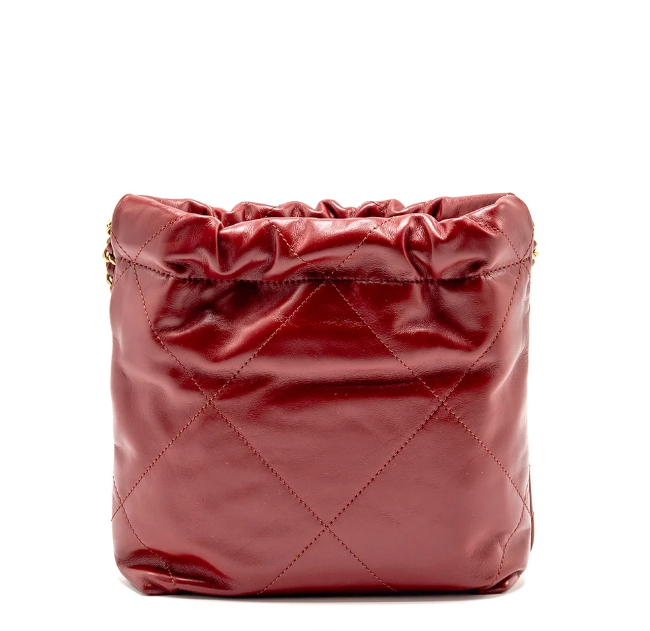 Borsa Mini 22 in pelle di vitello lucida rossa
