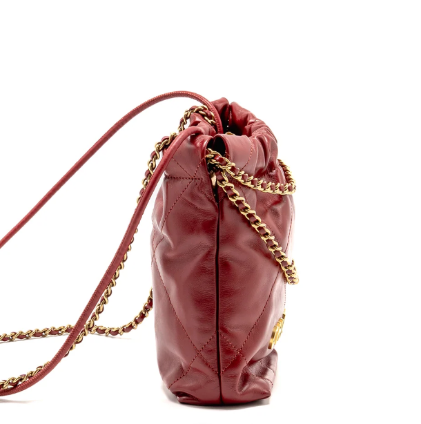 Borsa Mini 22 in pelle di vitello lucida rossa