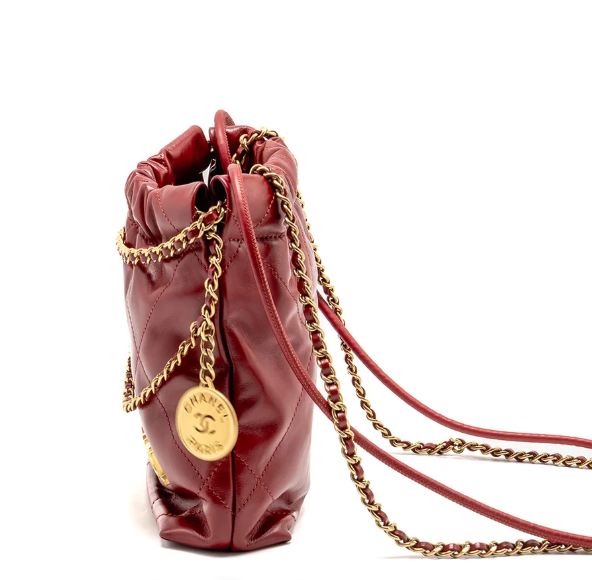 Borsa Mini 22 in pelle di vitello lucida rossa