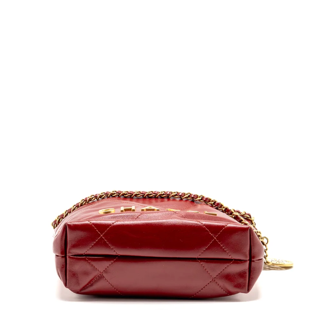 Borsa Mini 22 in pelle di vitello lucida rossa