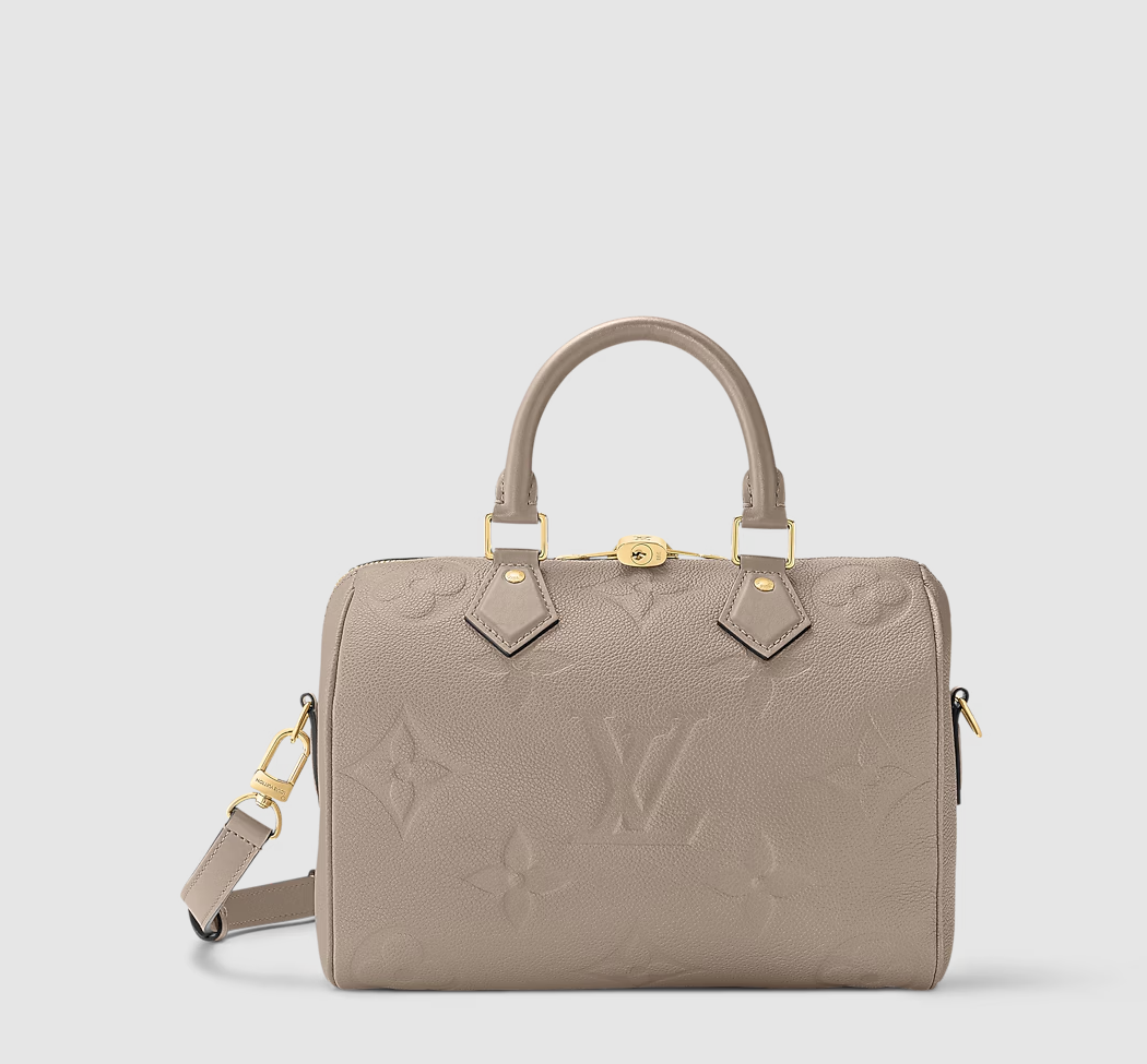 Speedy Bandoulière 25 Pelle Monogram Empreinte Grigio Tortora