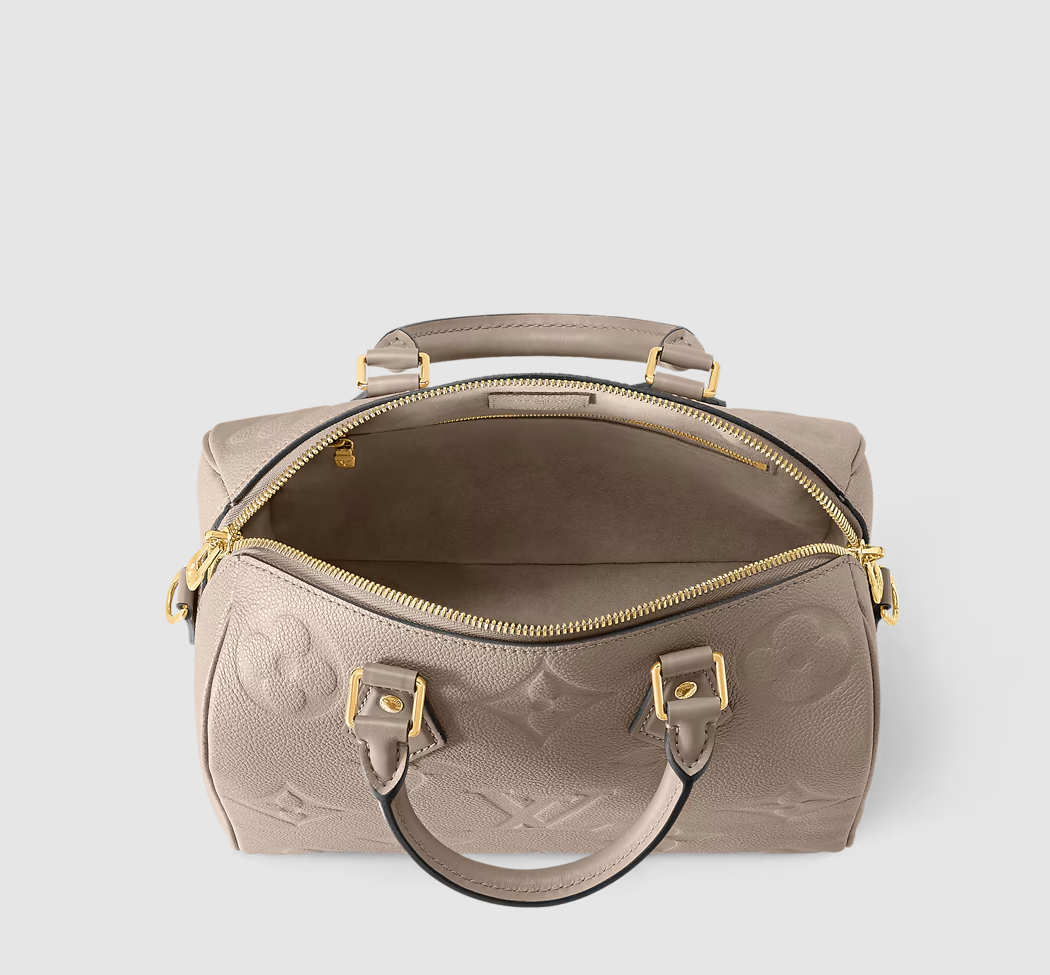 Speedy Bandoulière 25 Pelle Monogram Empreinte Grigio Tortora
