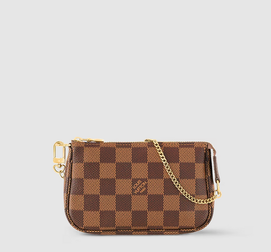 Mini pochette Accessoires Tela Damier Ébène