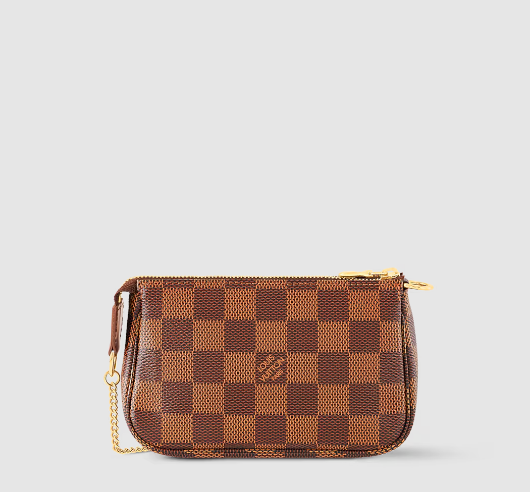 Mini pochette Accessoires Tela Damier Ébène
