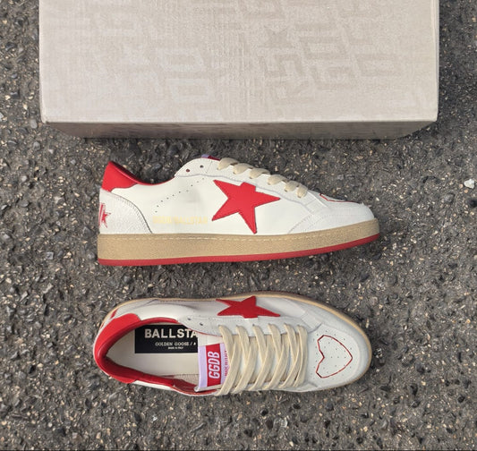 Goolden Goose Ball Star in nappa con stella e talloncino in pelle rossa
