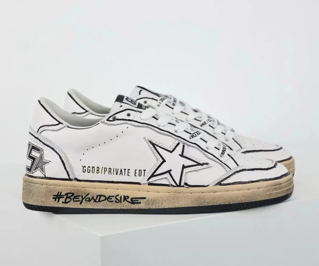 Golden Goose Ball-Star White Grafitti Star White Heel Tab #BEYONDESIRE