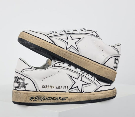 Golden Goose Ball-Star White Grafitti Star White Heel Tab #BEYONDESIRE